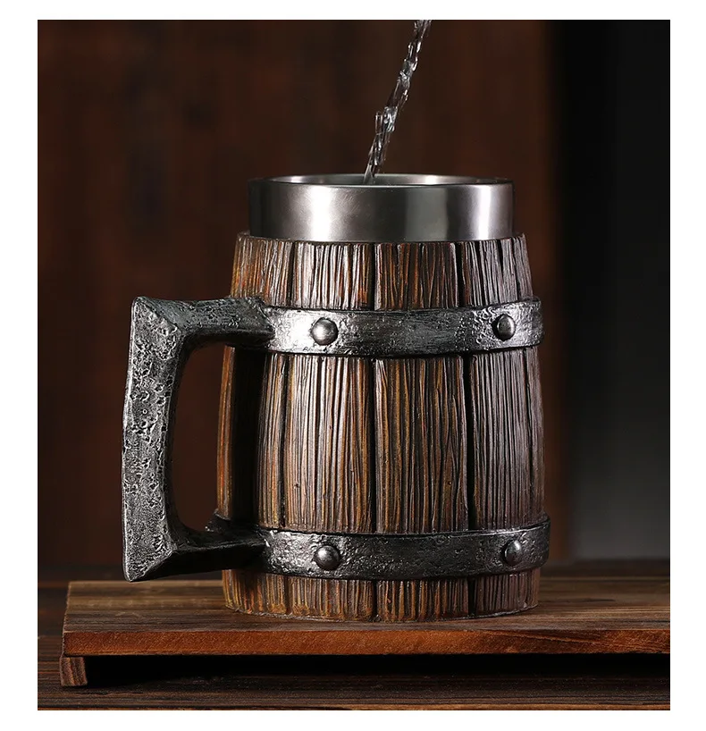 Wooden Barrel Beer/Coffee mug 5