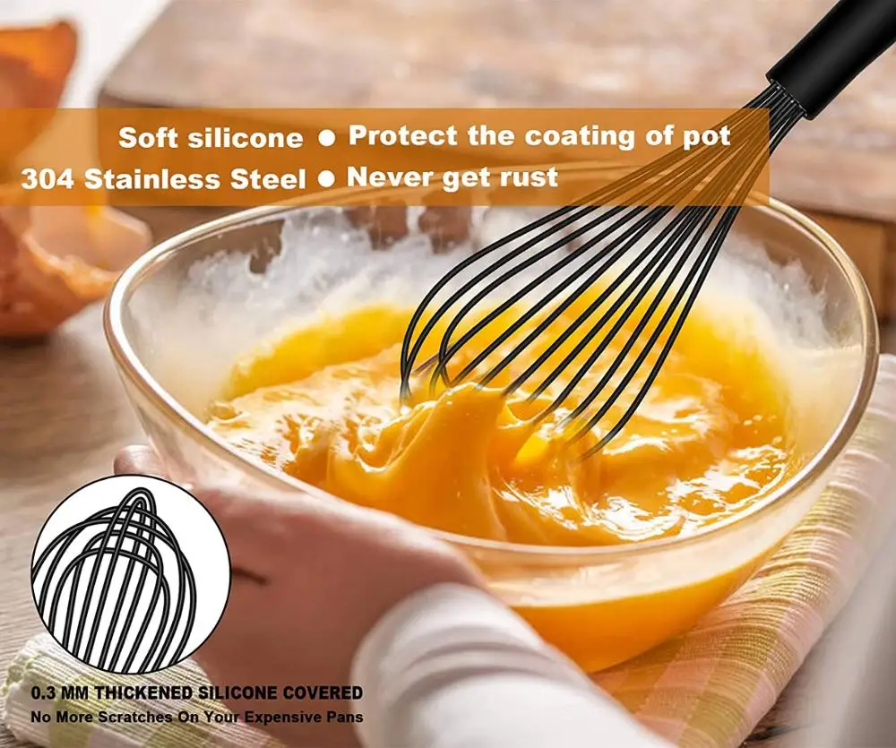 WALFOS 1pcs/3set Silicone Whisk 4