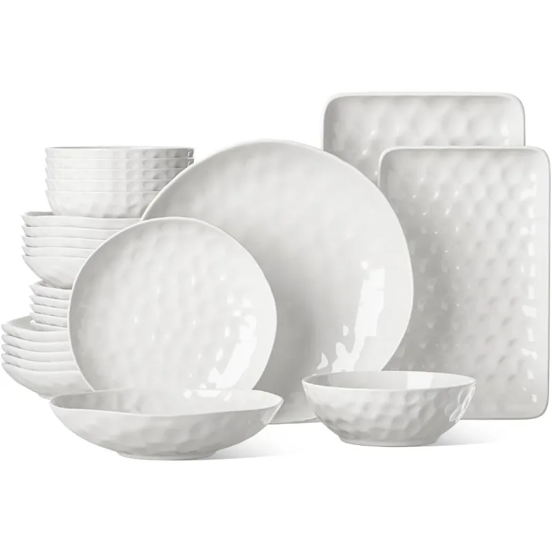Plates and Bowls Sets, 24 Piece Dinnerware Sets, Porcelain Dinner Set with Plates, Dishes, Bowls, Modern Dish Set for 6 1
